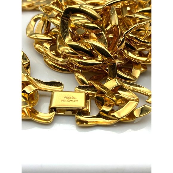 Vintage Napier Cuban Double Link Chain Necklace, Rich Retro Gold Tone Chunky - Picture 5 of 5